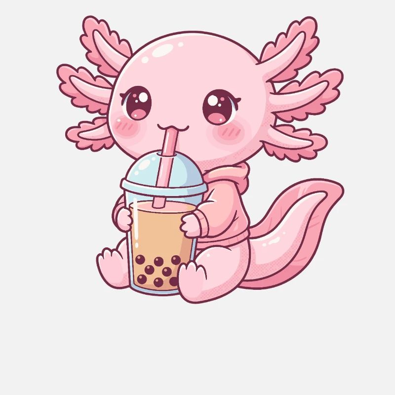 Axolotl rose Kawaii Bubble Tea