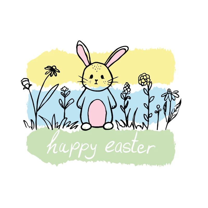Pastel bunny in spring field