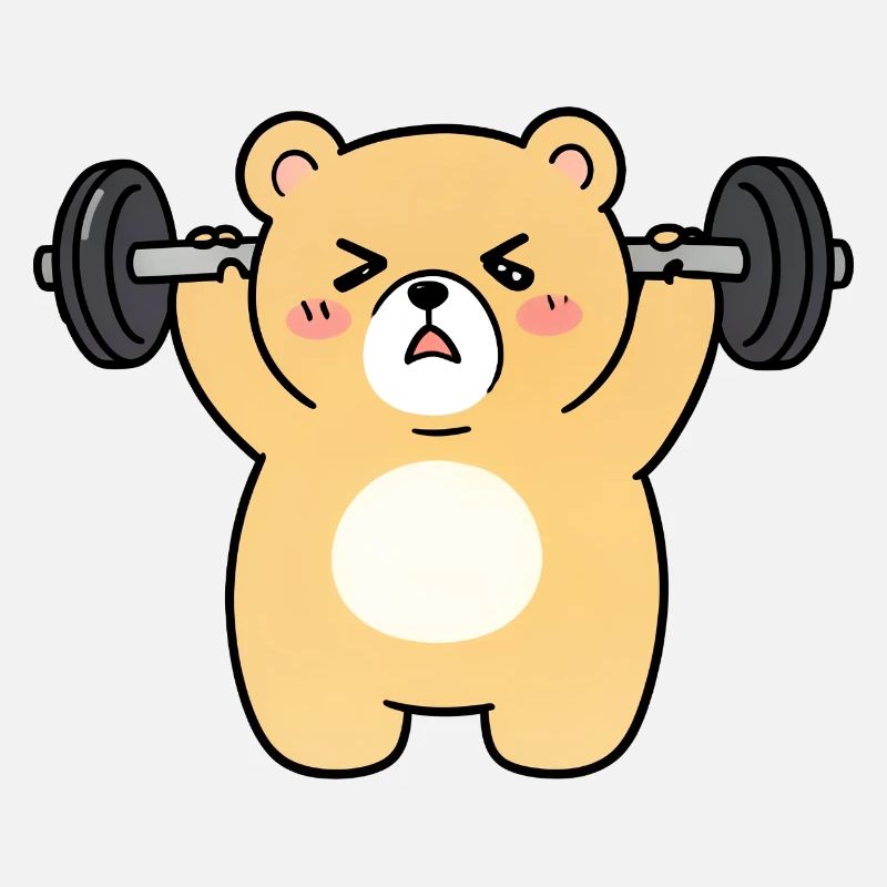 Kawaii Bär hebt Gewichte
