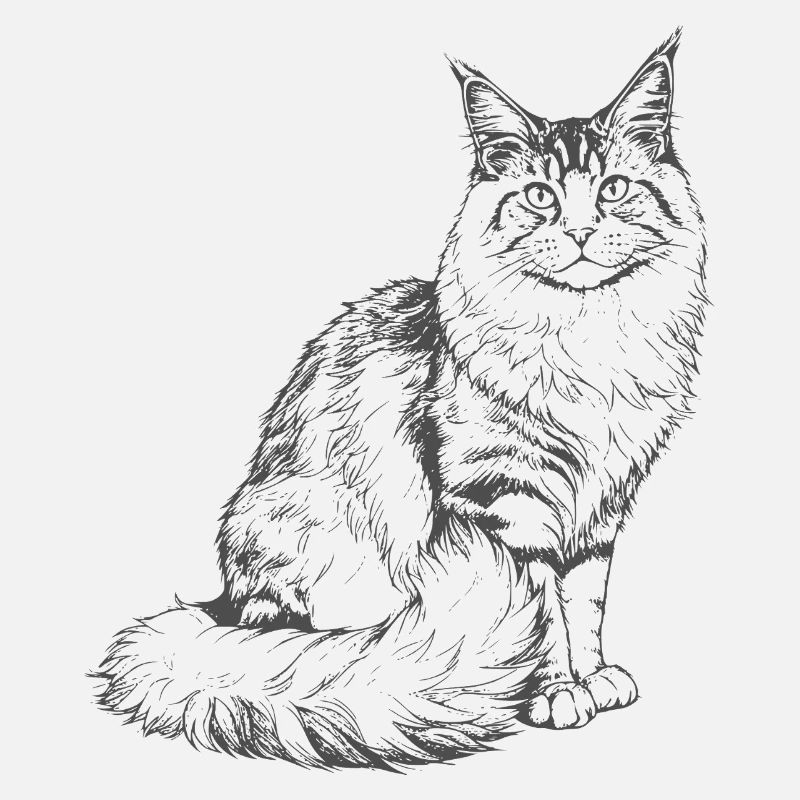 Majestic Maine Coon - Modern Line Illustration