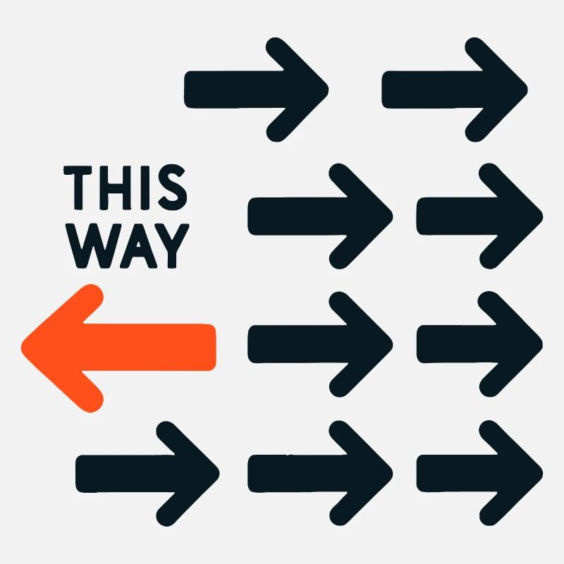 Inverted Arrow Against Current Design This Way Tot