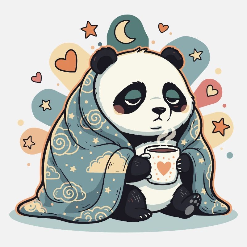 Panda câlin sous la couverture nuageuse