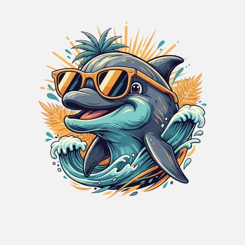 Dauphin avec lunettes de soleil Surf Tropical Design