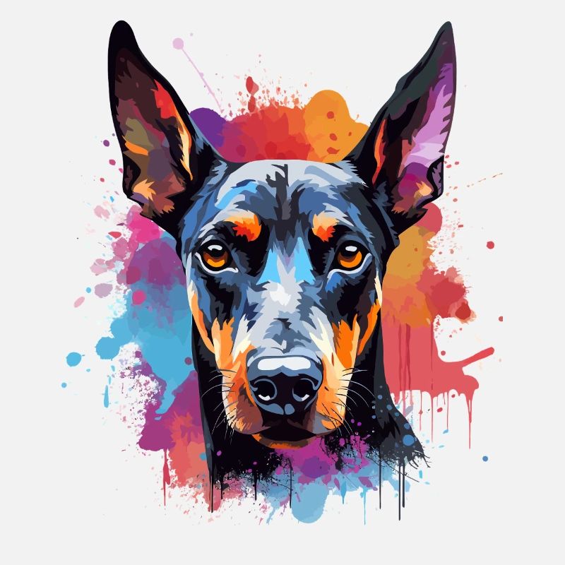 Portrait éclaboussé du Doberman vif