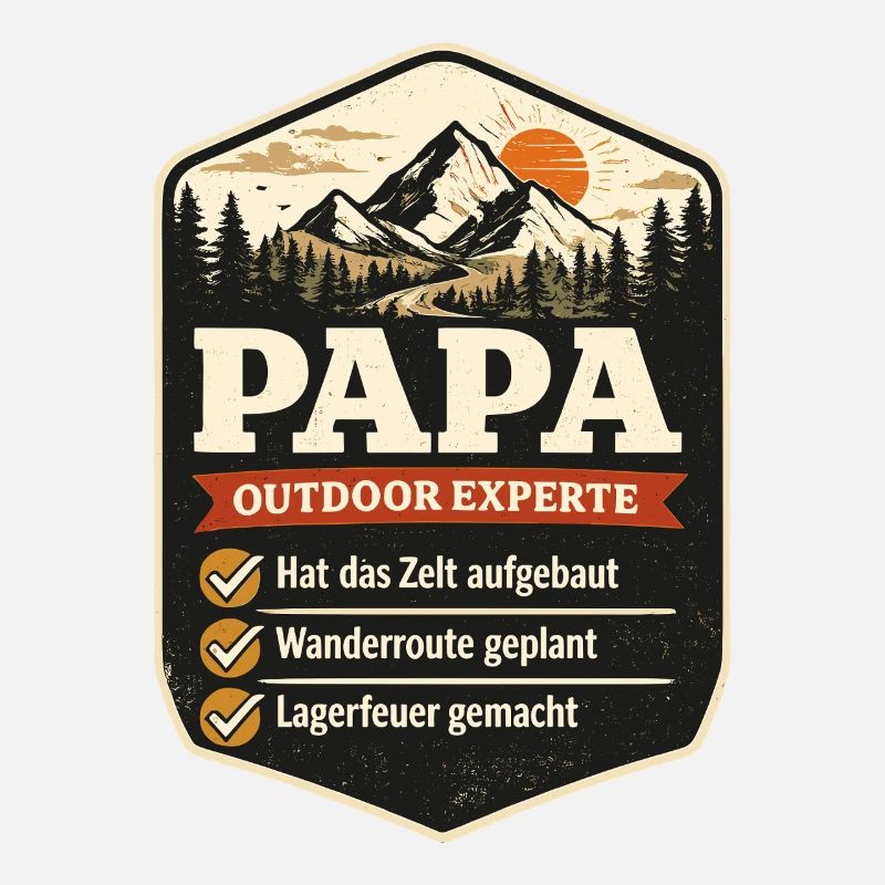 Papa Outdoor Experte Camping Badge Spruch