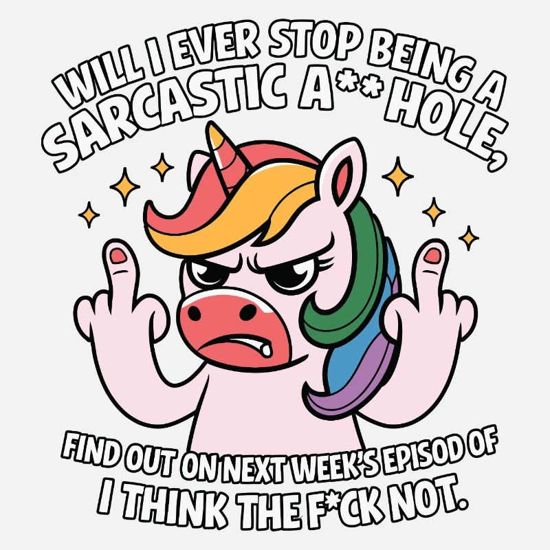 Provokatives Einhorn mit Mittelfinger Sarkasmus