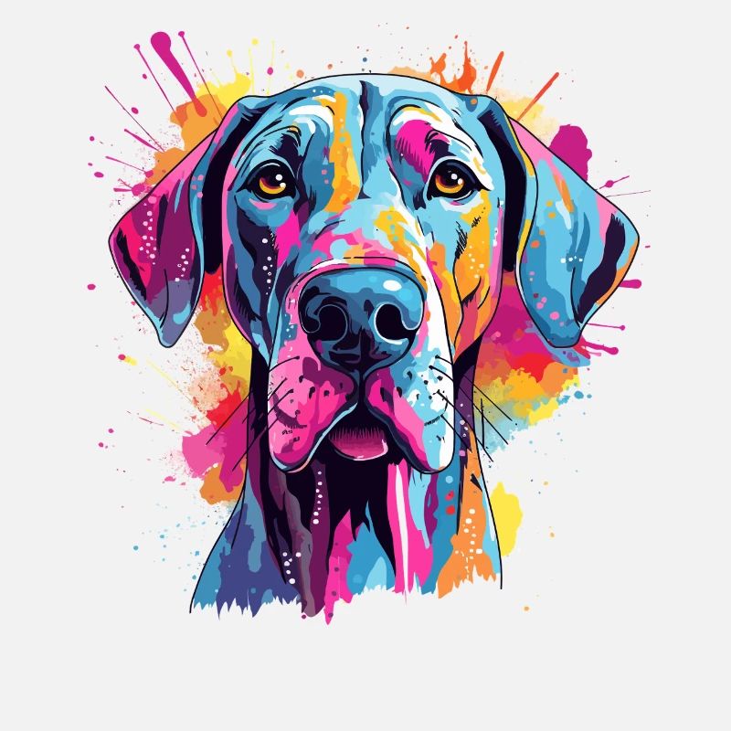 Chien coloré de grand dogue éclaboussé