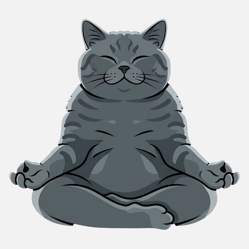 Meditierende Graue Katze