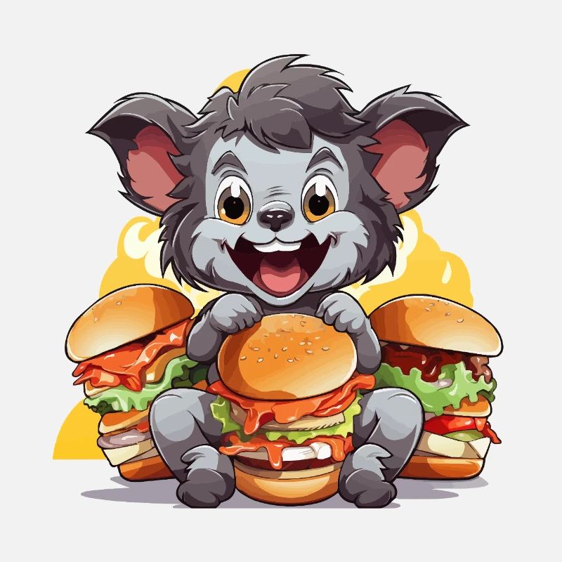 Kauender Koala mit Burgern