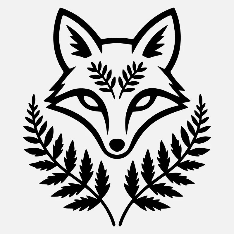 Fuchs Kopf Farn Blätter Wappen
