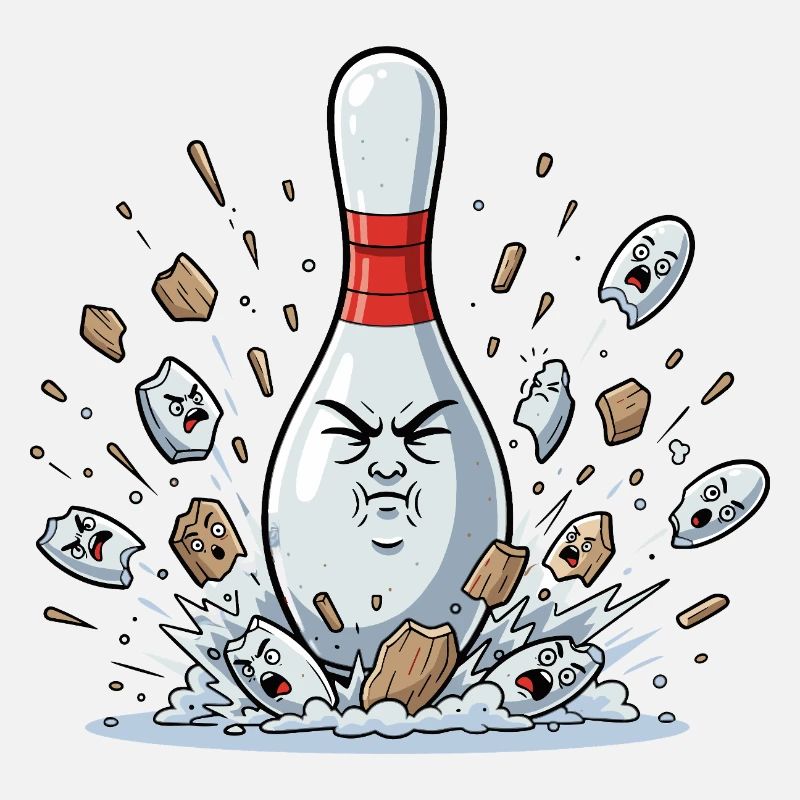 Dessin animé explosif de quilles de bowling