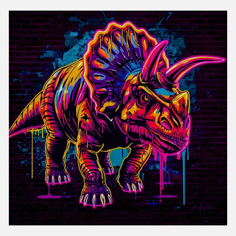 Graffiti Tricératops néon