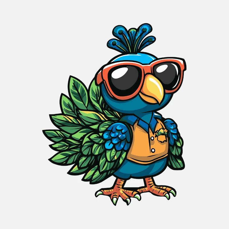 Pfau Vogel Comic Urlaub