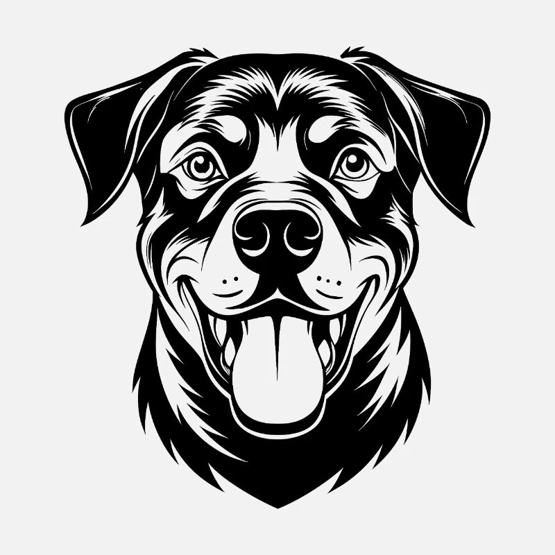 Portrait de la tête de rottweiler joyeux
