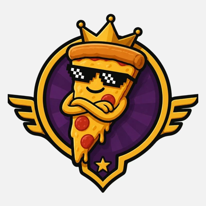 Royal pizza with sunglasses