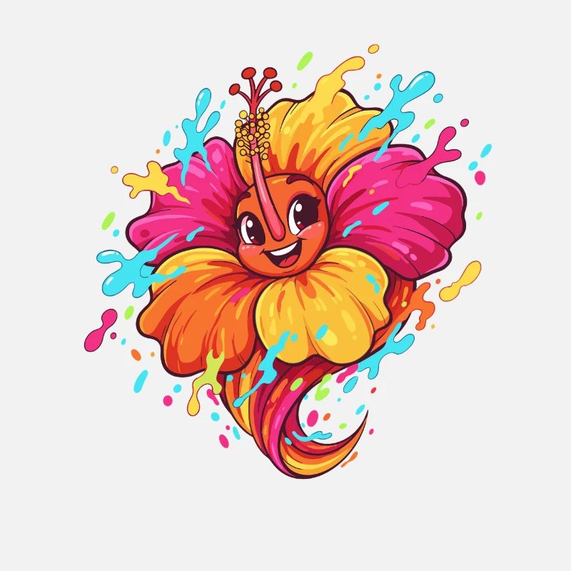 Caricature colorée d’hibiscus