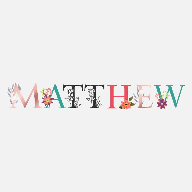 MATTHEW Name Art avec des fleurs brodées