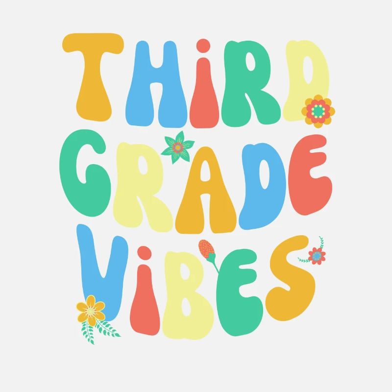 Zurück Zur Schule Dritte Klasse Vibes Bunt Groovy
