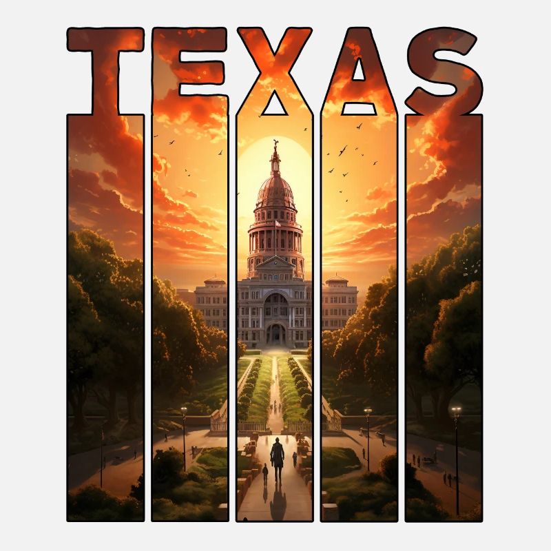 Balades à cheval à motif Texas dans le coucher du soleil