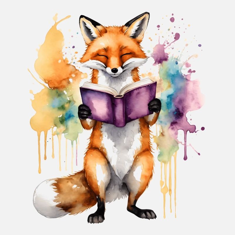 Fuchs Lesen Buch Bunt Tier Design Print