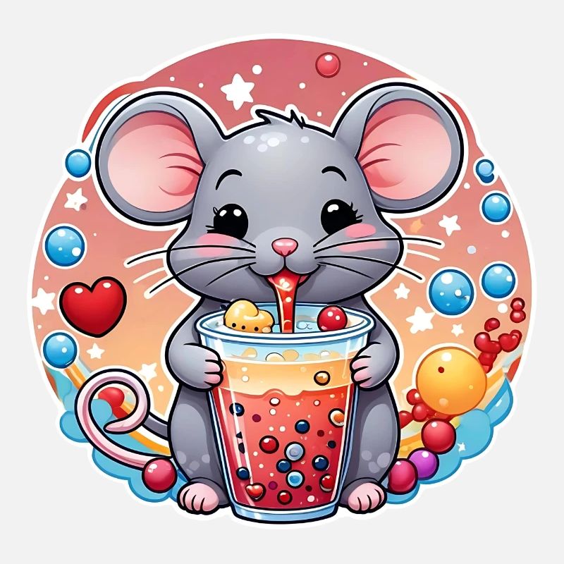 Little Cute Mouse with Refreshment and Straw
