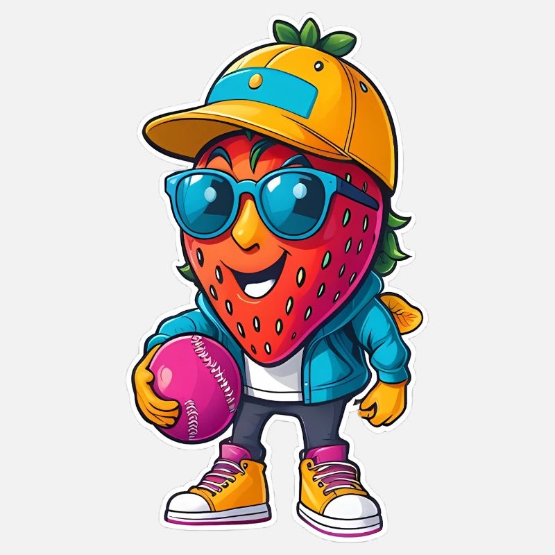 Erdbeer Baseballheld mit Sonnenbrille