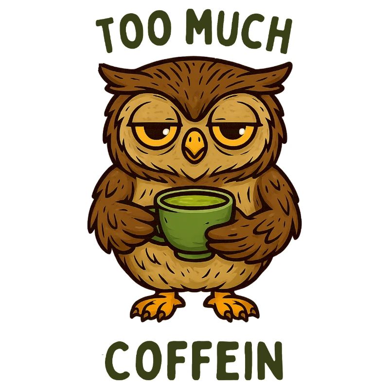 Nickernde Eule mit Kaffeebecher