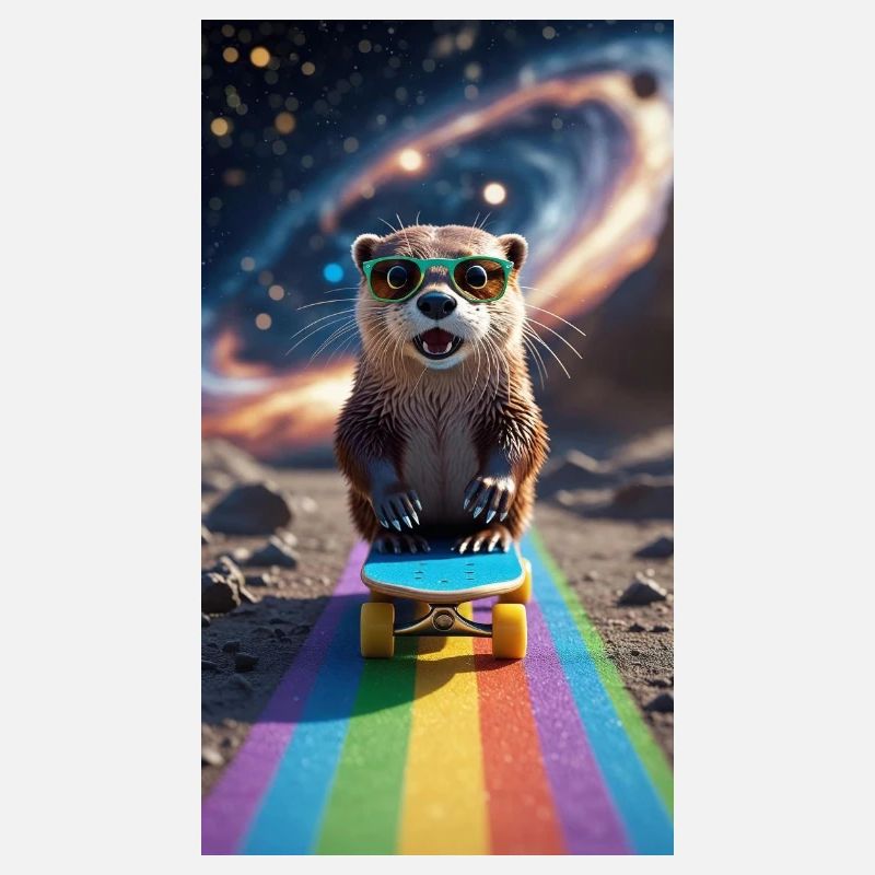 Witziger Waschbär auf Skateboard mit Sonnenbrille