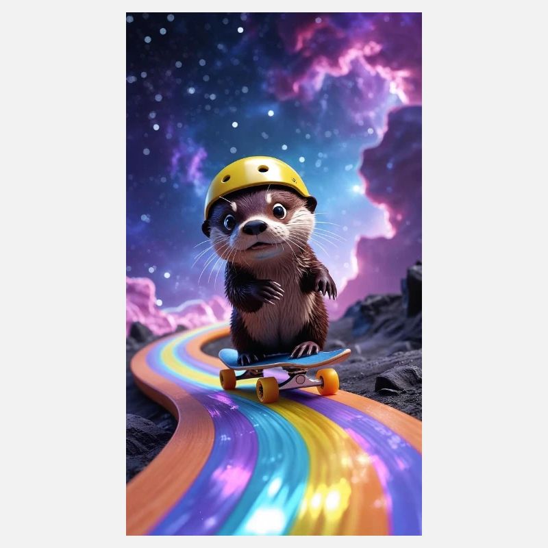 Space otter with skateboard