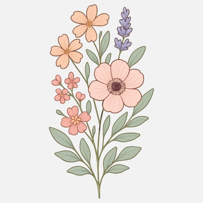 Bouquet aquarelle fleurs pastel