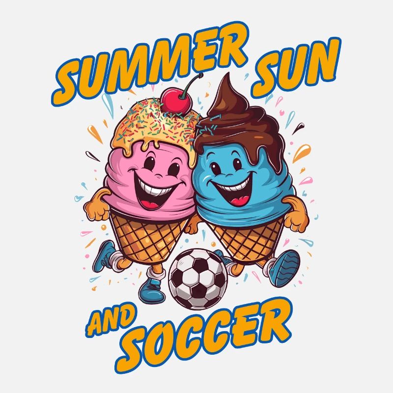 Soleil d’été Soccer Rire Coups de pied Cornets de crème glacée