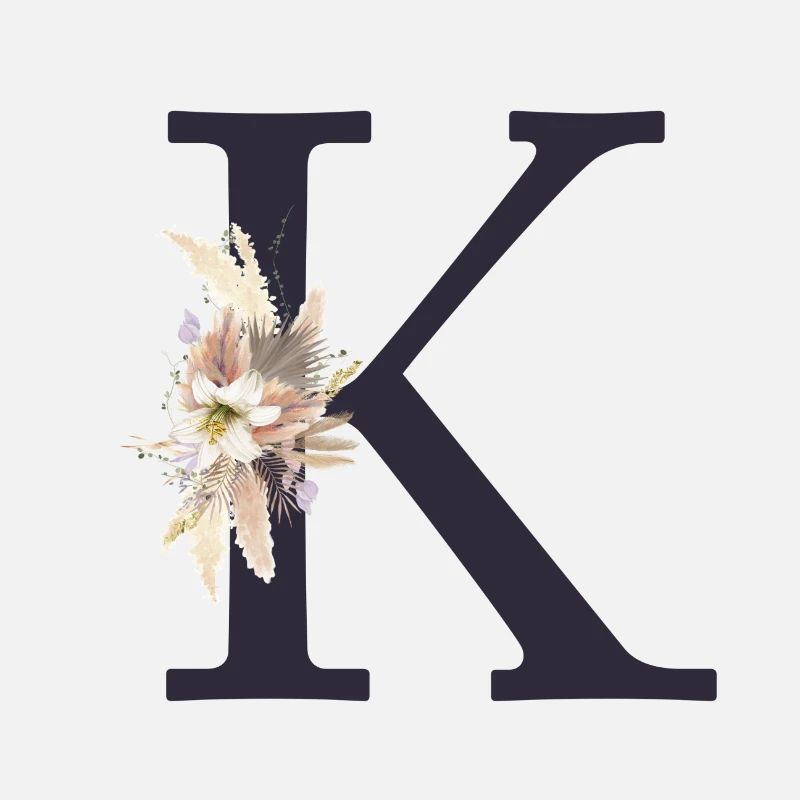 Personalisierbar Monogramm K Floral