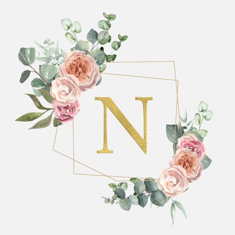 Customizable Monogram N Floral