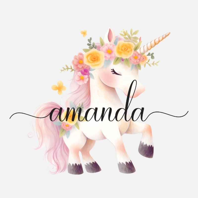 Amanda! Design fleur de licorne, personnalisable
