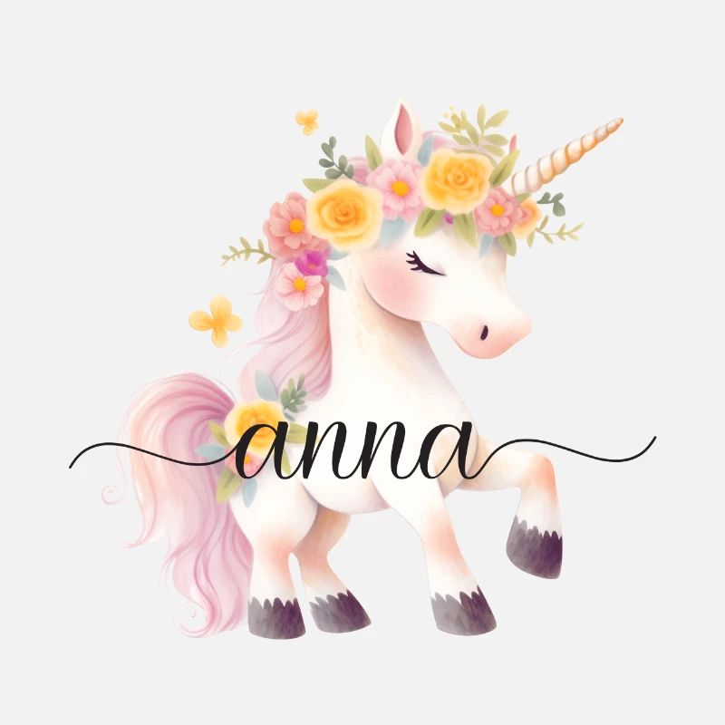 Anna! Unicorn flower design, customizable