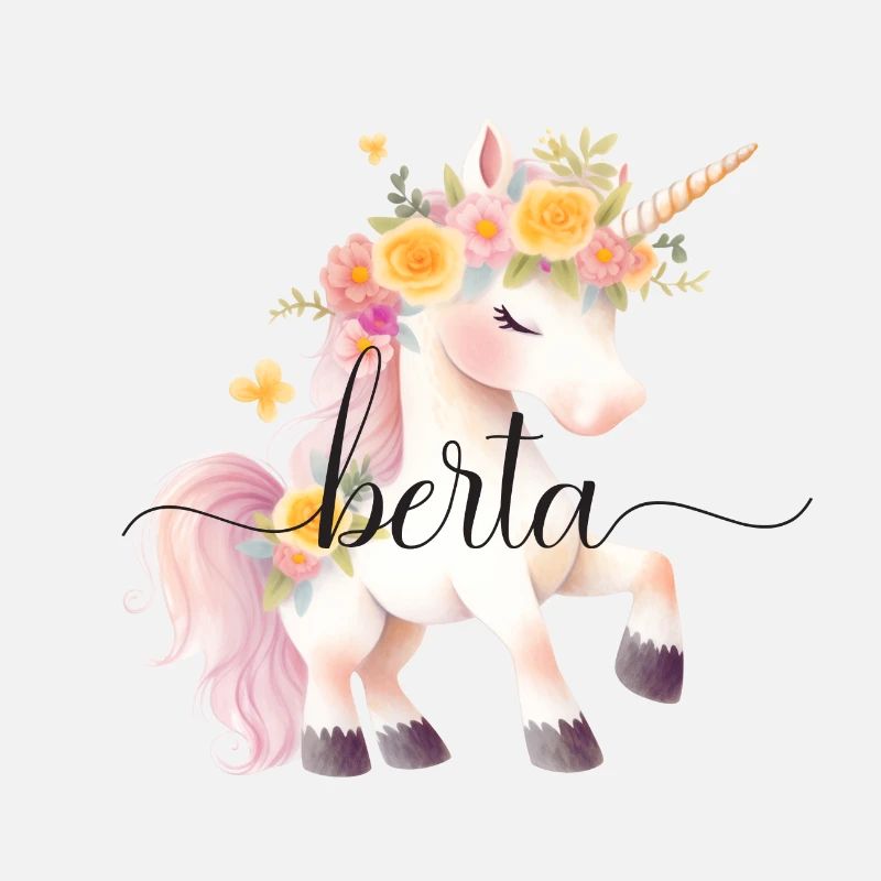 Berta! Unicorn flower design, customizable