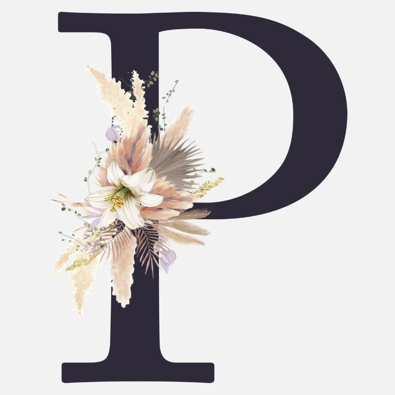 Customizable Monogram P Floral