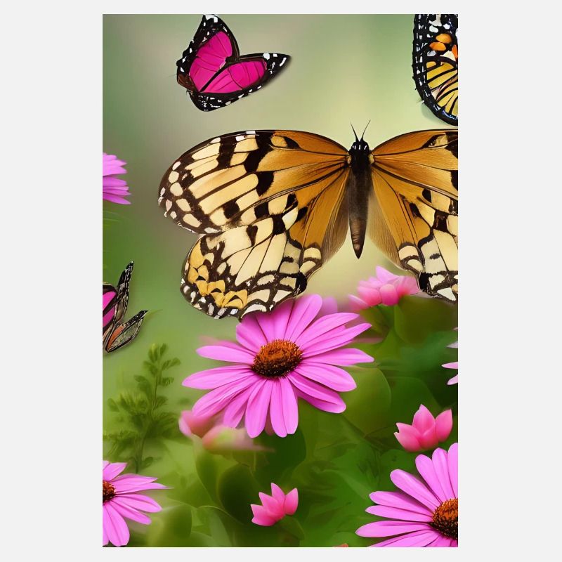 Fleurs et papillon