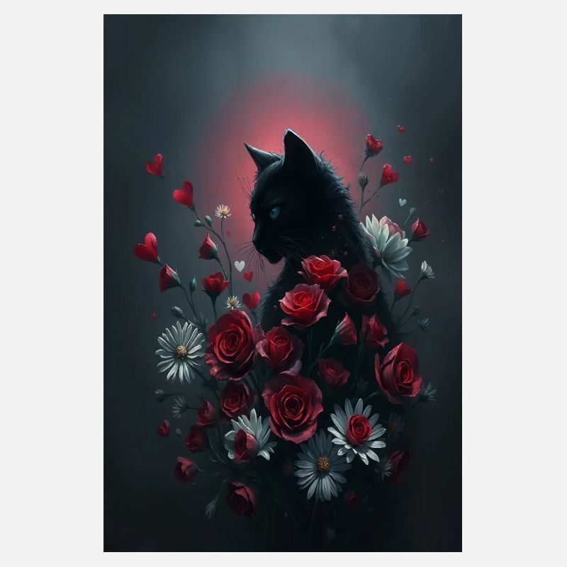 Chat avec des fleurs