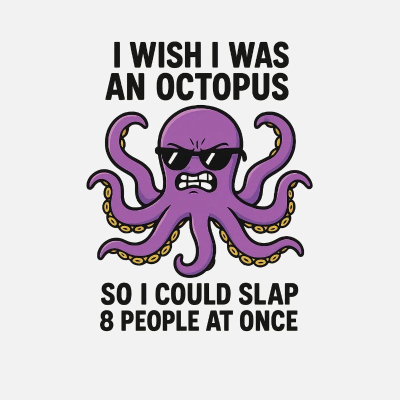 Humorous Octopus Text Print