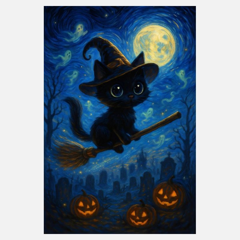 Chat sorcière mignon d'Halloween