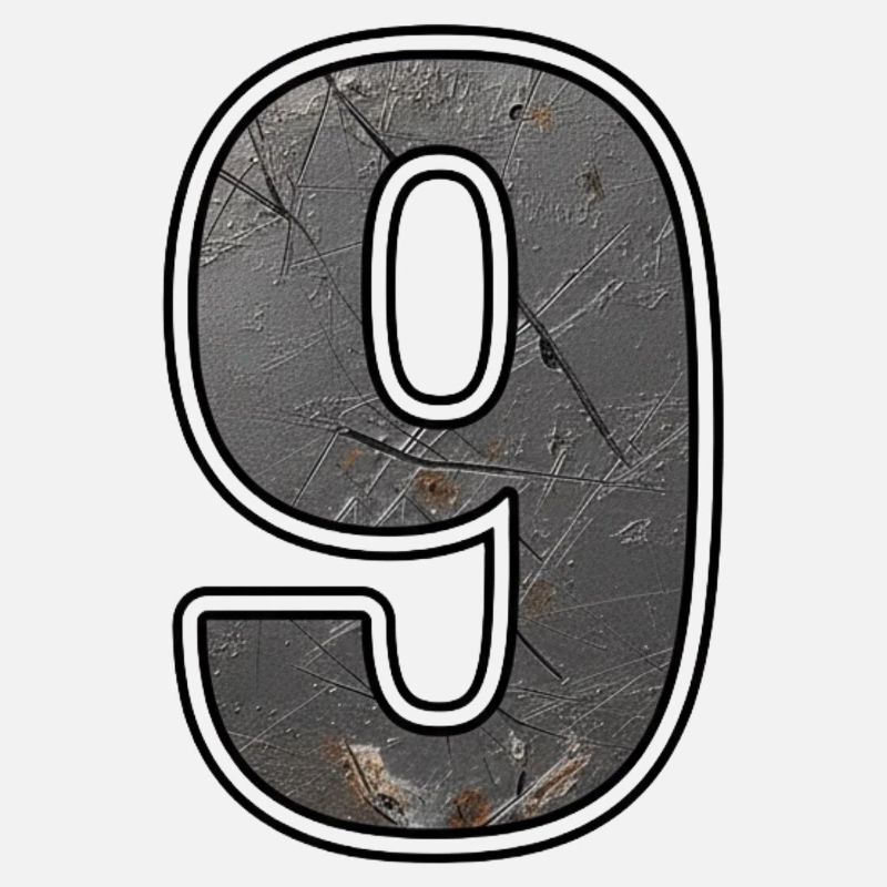Rusty nine in metal look