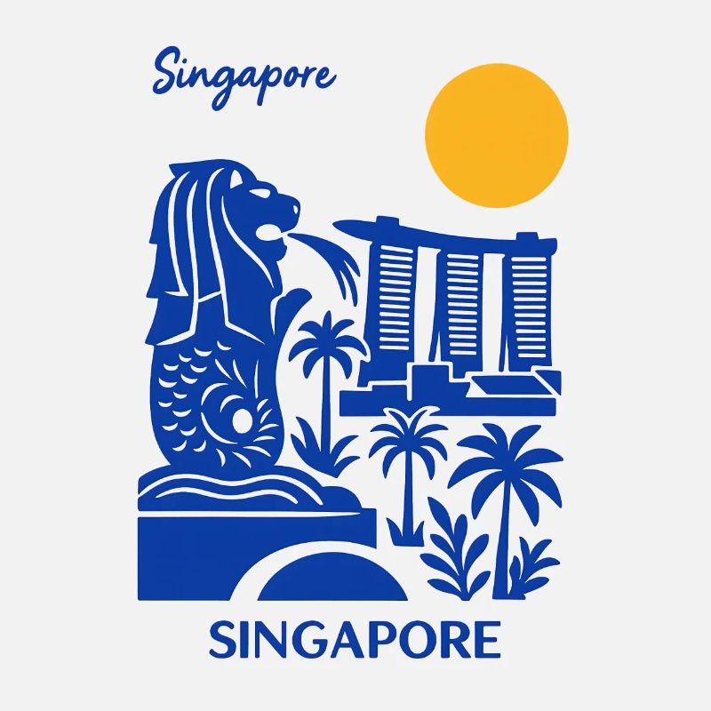 Blue Merlion Skyline Singapour