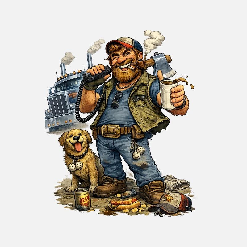 Trucker-Leben Kaffeepause Hund