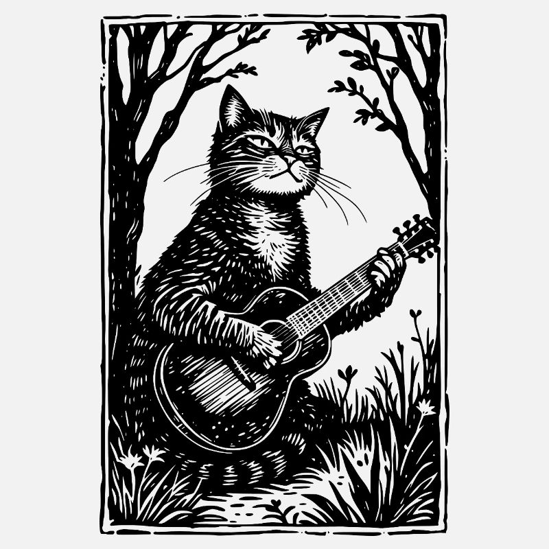 Katze, die Gitarre spielt