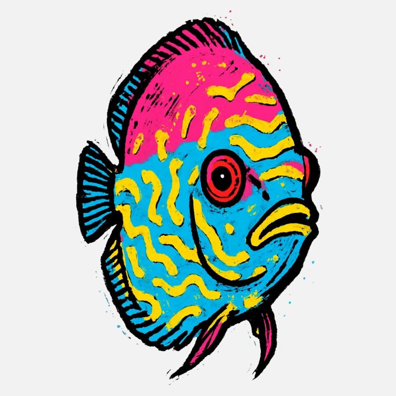 Pop Art Discus Fish Pink and Vibrant Yellow