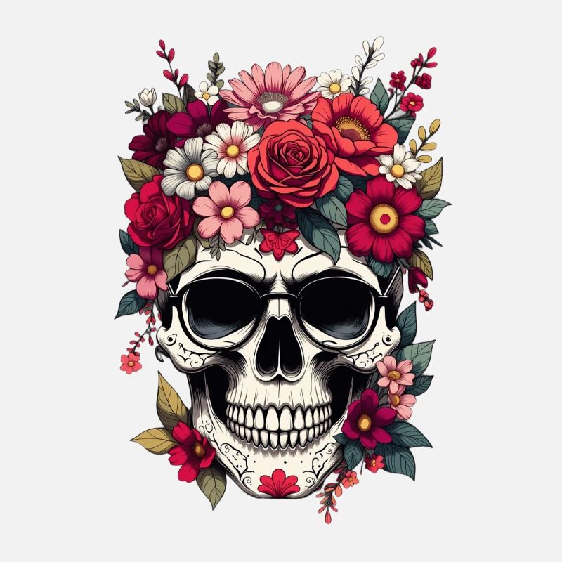 Floral skull with crown