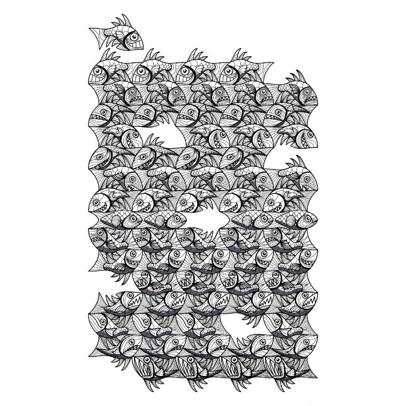 Repeated monochrome fish