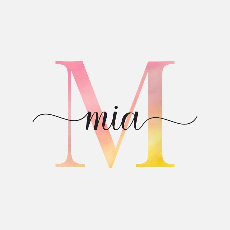 M | Monogram | Name | Michelle | Watercolor