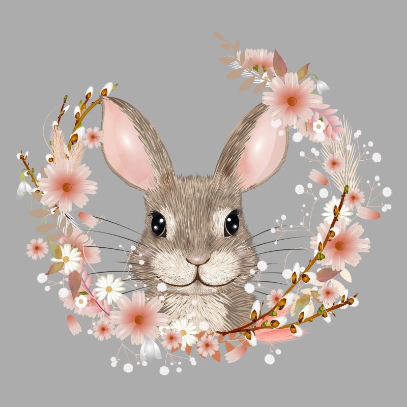 Spring wreath with rabbit as Easter bunny